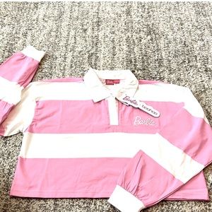 Barbie Rugby Cropped Top Sold Out LIMITED RELEASE - Pink & White Oversized